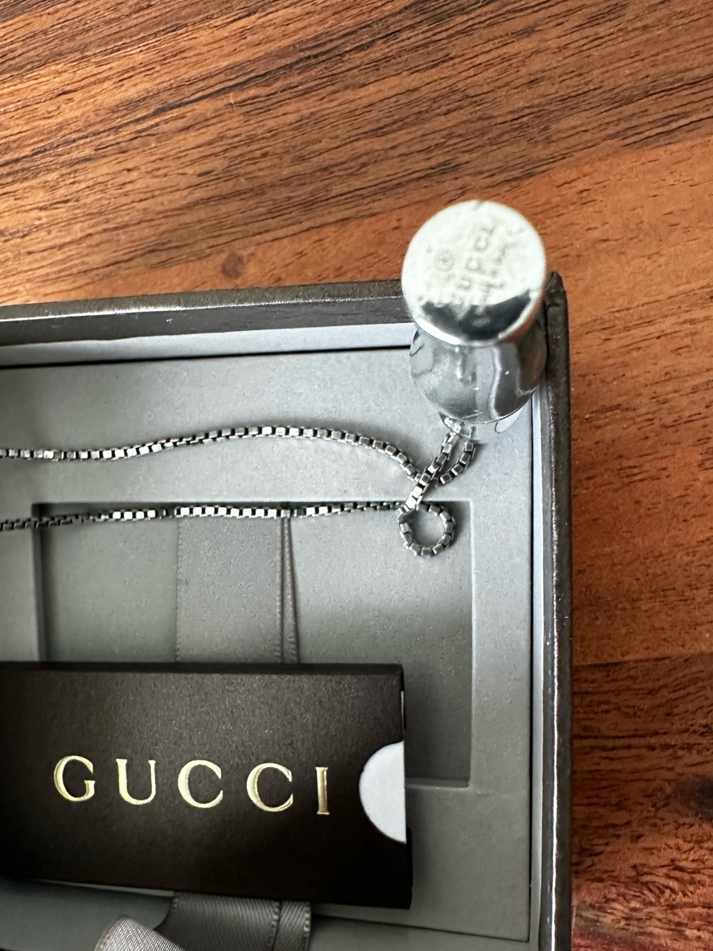 GUCCI Sterling Silver Bamboo Pendant Necklace - Authentic - Unisex - Picture 7 of 11